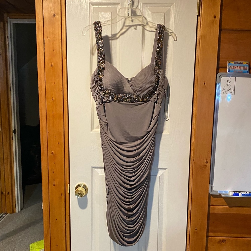 JS Boutique Ruched Dress Gray - Picture 2 of 8